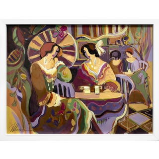 1990s Isaac Maimon, Afternoon Tea (Large Original Painting on Canvas) For Sale