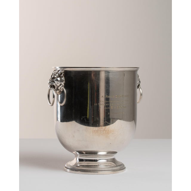 Metal Mid 20th Century France Hollywood Regency Silver Metal Ice Bucket For Sale - Image 7 of 14