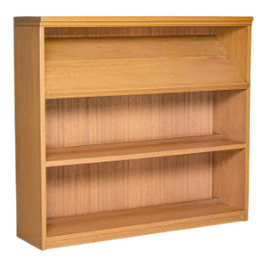 1950-1960’s Mid-Century Modern Low Mahogany Bookcase With Slanted Top Display Shelf