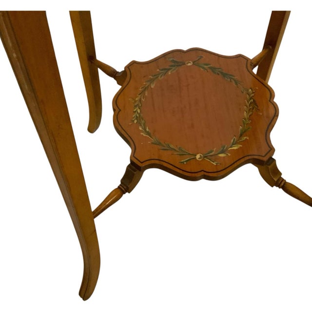 Antique Late Victorian Hand-Painted Satinwood Ladies Sewing Work Table England C. 1880–1900 For Sale - Image 10 of 10
