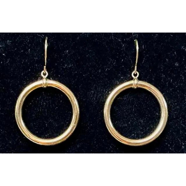 Mid 20th Century Vintage 14k Gold Dangle Hoop Earrings For Sale - Image 5 of 6
