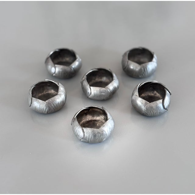 Art Deco 1920s Art Deco French A. E. Chanal Pewter Salt Cellars - Set of 6 For Sale - Image 3 of 8