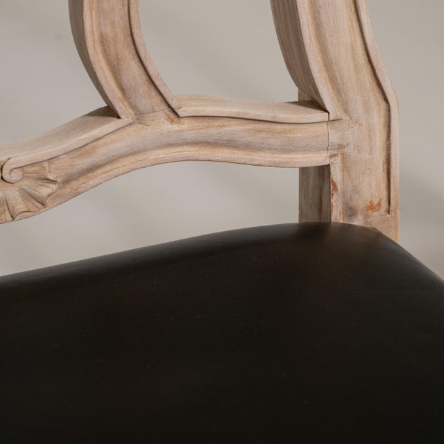 Mid 20th Century Set of Twelve Louis XV Dining Chairs with Upholstered Leather Seats For Sale - Image 12 of 18