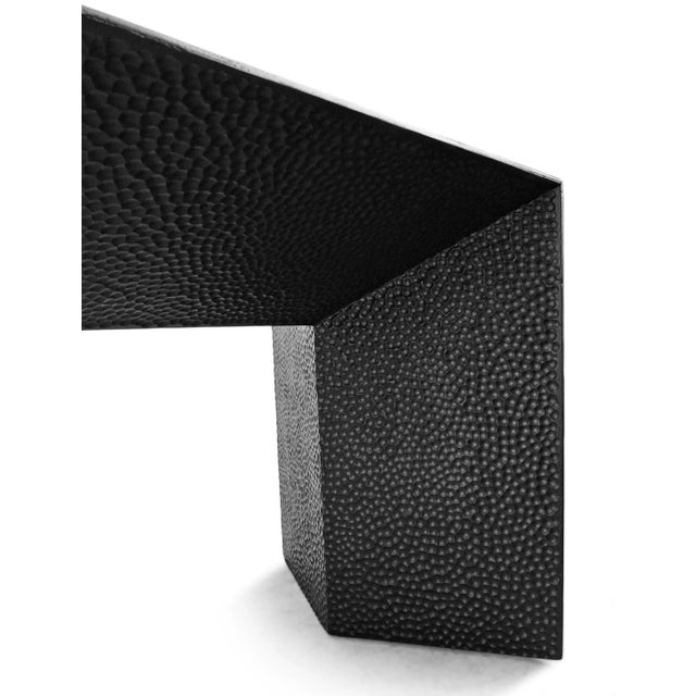 Wood Black Bevel Seeded Waterfall Desk Table For Sale - Image 7 of 11