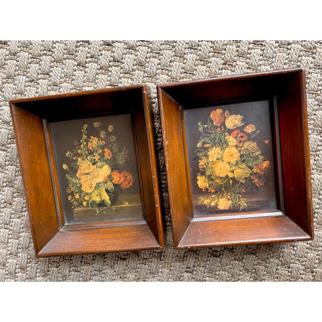 Utterly charming set of two small wood-framed 1950s floral prints. I ship quickly and conscientiously. Click on my shop...