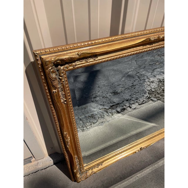 Vintage Ornate Gold Framed Beveled Mirror For Sale - Image 4 of 9