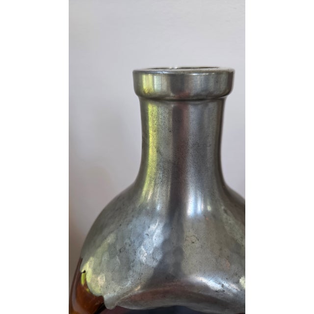 Mid 20th Century Royal Holland Daalderop Amber Glass and Pewter Decanter For Sale - Image 11 of 18