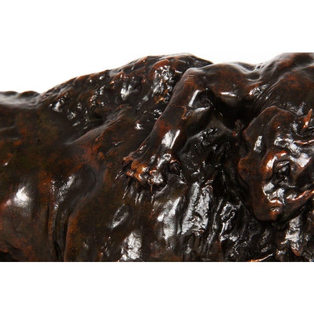 Fine Antique French Bronze Sculpture of Bison and Jaguar by Georges Gardet For Sale - Image 15 of 18