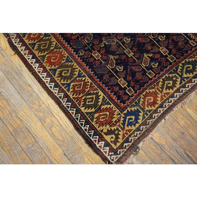 1900s Blue Navy Geometric Tribal Antique Persian Baluch Carpet 2'10" X 5'2" Knotted Wool Rug For Sale - Image 9 of 10