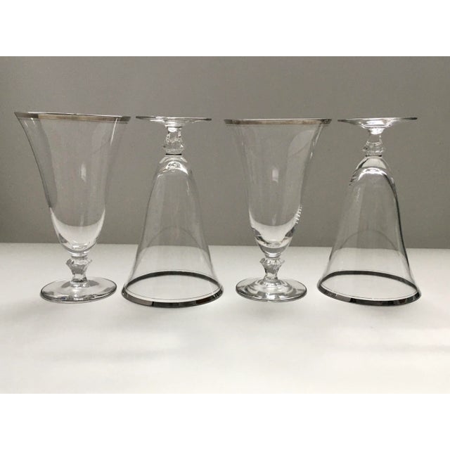 1960s Platinum Rimmed Footed Water Glasses - Set of 4 For Sale - Image 10 of 11