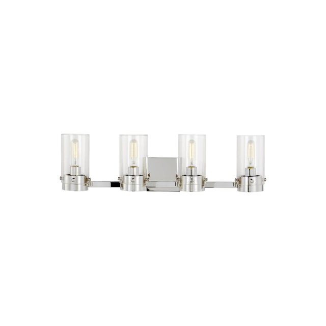 2020s Chapman & Myers by Visual Comfort Studio Garrett 4 - Light Vanity, Silver For Sale - Image 5 of 5