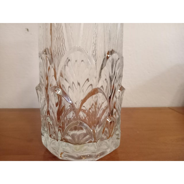 Printed glass vase with leaf-shaped decorations, Italian manufacture, 1970s