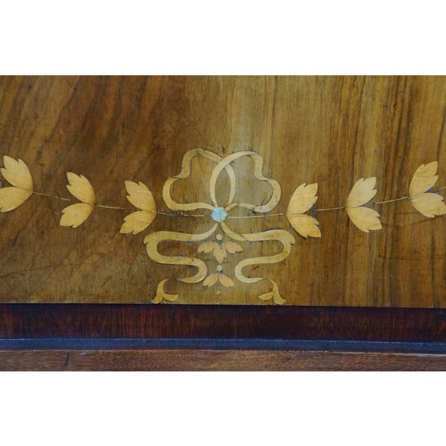 Antique Edwardian Neoclassical Style Mahogany Fruitwood Inlaid Bed Frame For Sale - Image 9 of 18