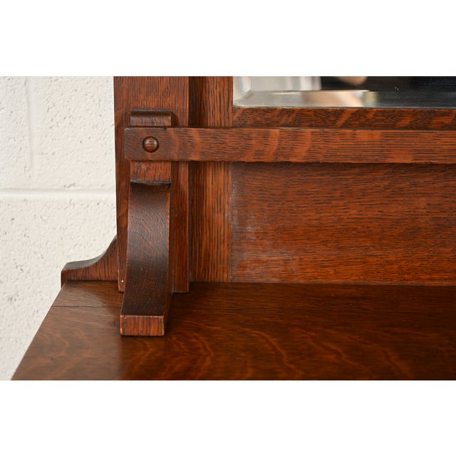 Stickley Brothers Style Antique Mission Oak Arts & Crafts Sideboard or Bar Cabinet, Circa 1910 For Sale - Image 10 of 16