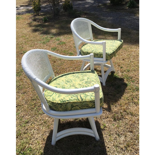 Ficks Reed Cane Swivel Chairs A Pair Chairish