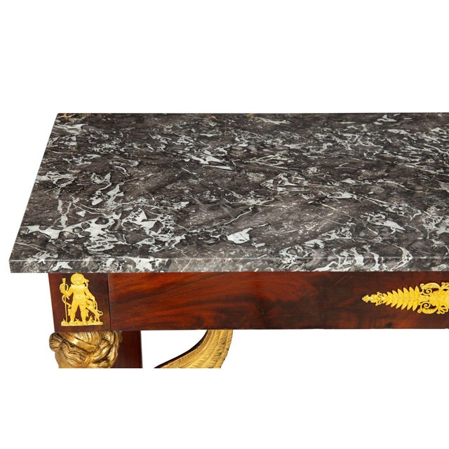 Wood Fine French Empire Mahogany Gilt Figural Sphinx Pier Console Table C. 1815 For Sale - Image 7 of 18