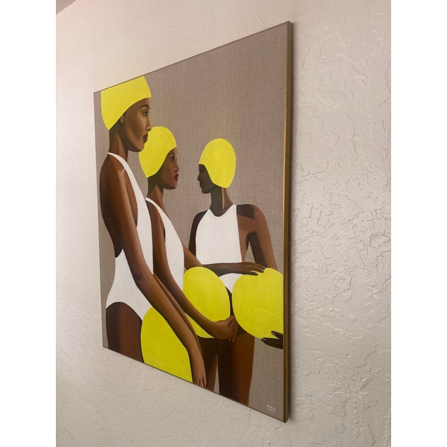 Contemporary 3 Beachballers - Acrylic and Oil on Canvas by Wencke Uhl For Sale - Image 3 of 15