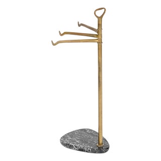 Italian Art Deco Brass and Black Marble Towel Stand in the style of Gio Ponti, 1920s For Sale