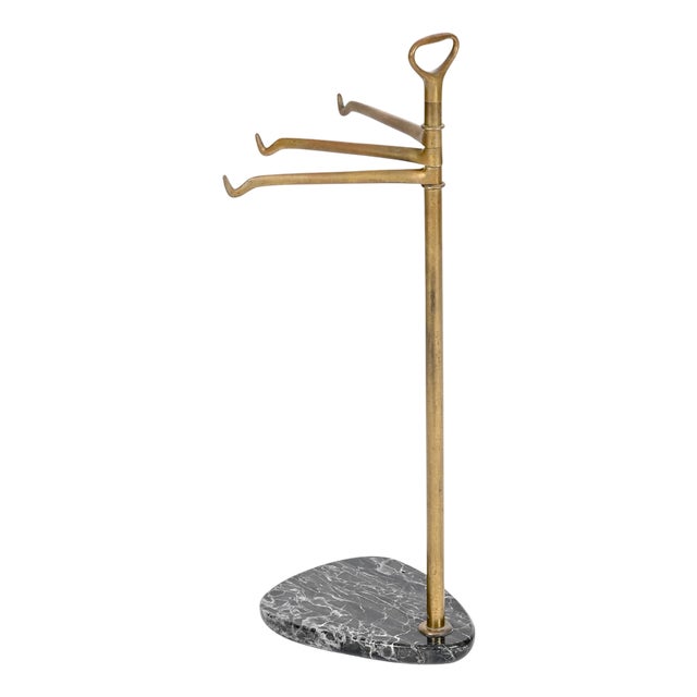Italian Art Deco Brass and Black Marble Towel Stand in the style of Gio Ponti, 1920s For Sale