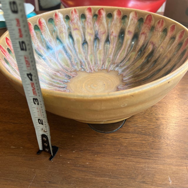Brown 1970s Peacock Ceramic Mid Century Bowl For Sale - Image 8 of 9