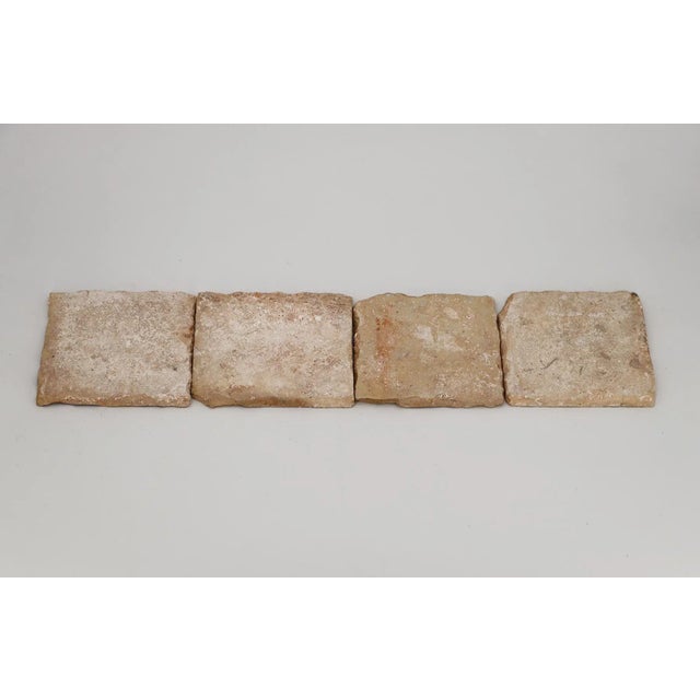 Ceramic 18th Century Antique Portuguese Strip of Four Brown and Blue Spongeware Tiles For Sale - Image 7 of 9