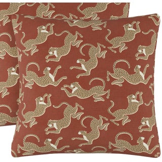 Leopard Run Burnt Orange Pillows, 20" X 20"