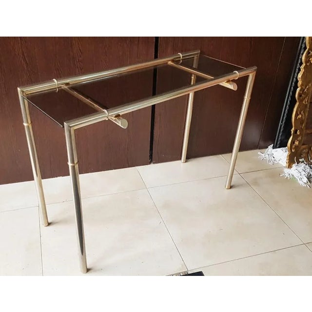 1960s Smoked Glass and Nickel Console Table, 1968 For Sale - Image 5 of 18