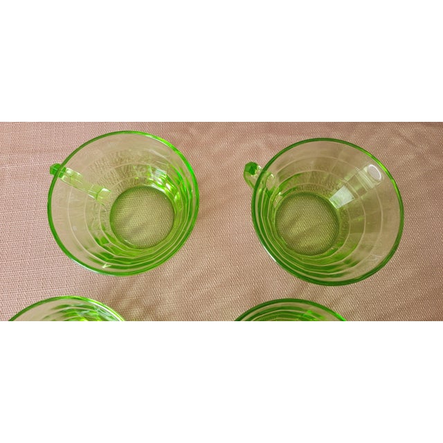 Green Uranium Glass Set of 4 Green Tea Cups Early 20th Century For Sale - Image 8 of 18