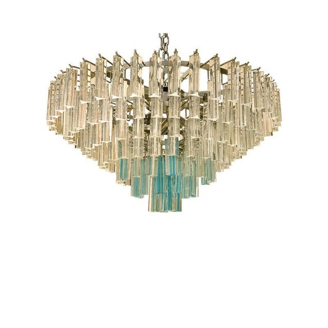 Transparent and Light Blue Triedro Chandelier in Murano Glass For Sale - Image 14 of 14