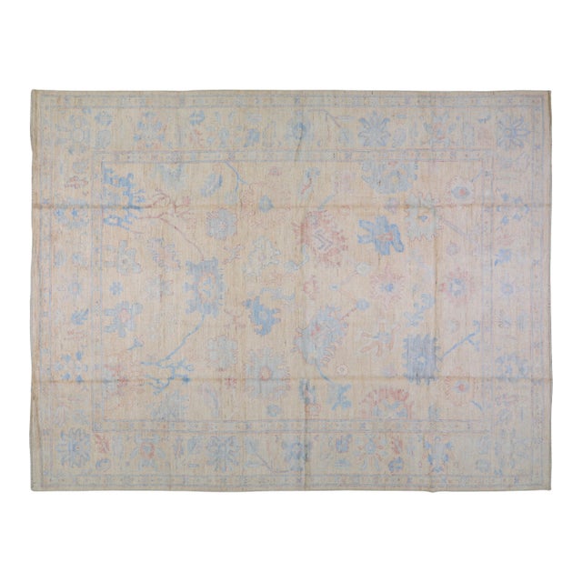 Pakistani Oushak Hand Knotted Wool Rug, 9'1"x12' For Sale