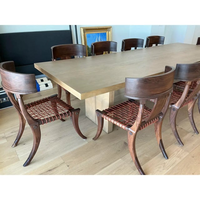 Brown Klismos Style Solid Walnut Dining Chairs -Set of 10 For Sale - Image 8 of 10