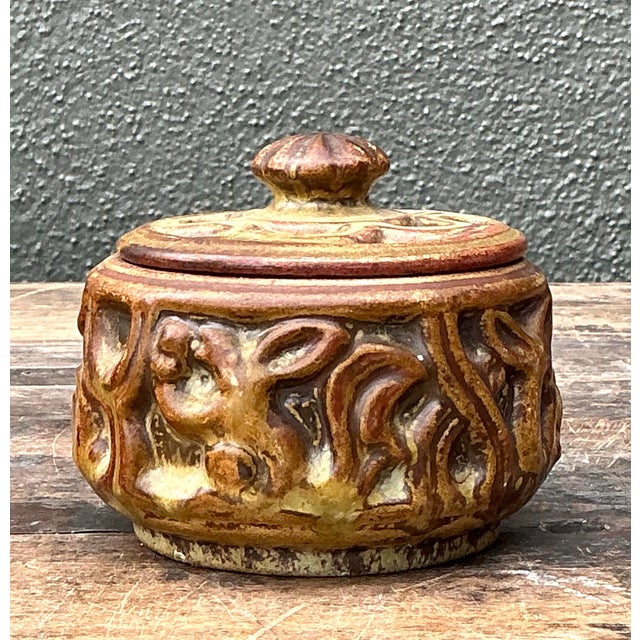 Sand Vintage Original Studio Pottery Lidded Bowl For Sale - Image 8 of 12