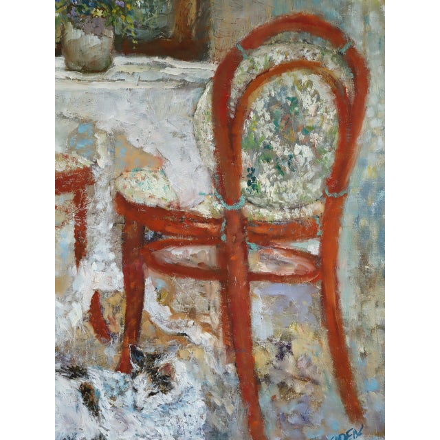 1989 Impressionist 'Table for Two' Vintage Original Interior Still Life Oil Painting, Framed For Sale - Image 10 of 12
