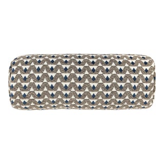 Scalamandre 21" x 7" Crizia Bolster Pillow in Stone Denim For Sale