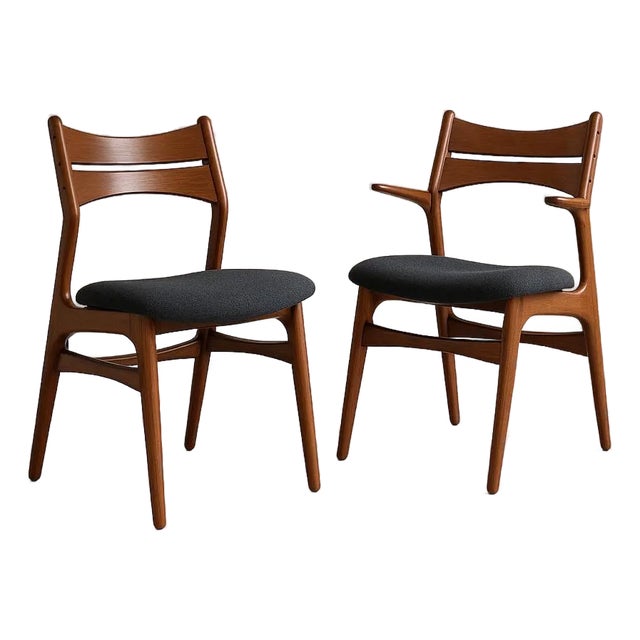 Mid Century Modern Pair of Teak Dining Chair by Erik Buch for Christiansen For Sale