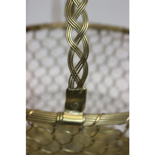 French Basket 1950s Woven Brass For Sale - Image 4 of 10