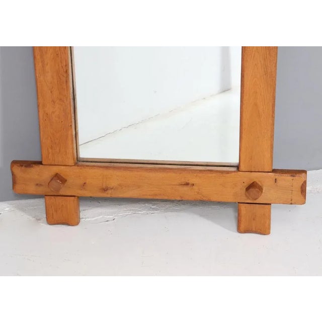 1970s Large Rustic Brutalist Oak Mirror, 1970s For Sale - Image 5 of 6
