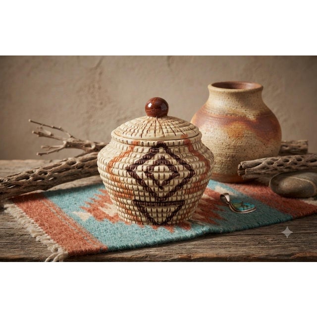 Vintage Mid-Century Ceramic Lidded Jar Native American Southwestern Inspired For Sale - Image 12 of 12