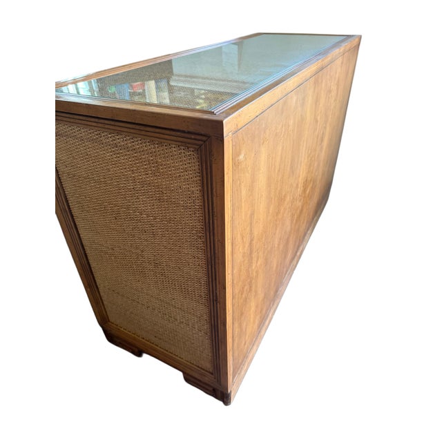 Vintage Drexel Woven Cane Bamboo Rattan Cabinet Credenza Buffet For Sale - Image 13 of 16
