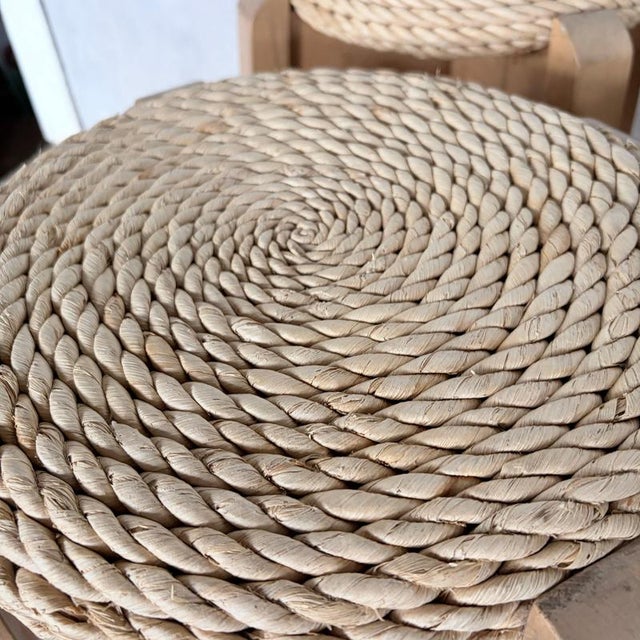 Mid-Century Modern Stackable Rush Woven Stools, 1960s, Set of 4 For Sale - Image 9 of 10