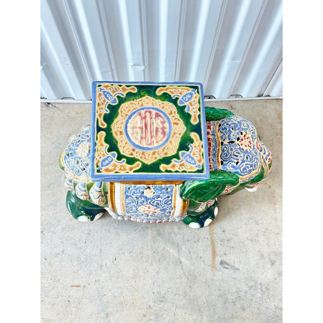 Vintage Green Elephant Garden Stool For Sale - Image 4 of 8