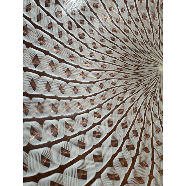 Mid 20th Century Vintage Murano Zanfrico Latticino White Gold Ribbon Centerpiece Bowl For Sale - Image 5 of 8