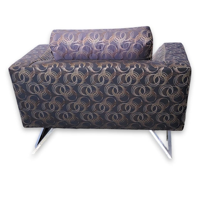 Pair of Thayer Coggin Modernist Lounge Arm Chairs With Chrome Legs For Sale - Image 15 of 18