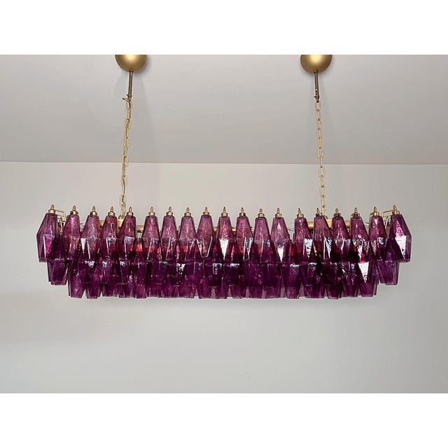 1990s Murano Poliedri Chandelier with 138 Amethyst Glasses by Carlo Scarpa, 1990s For Sale - Image 5 of 18