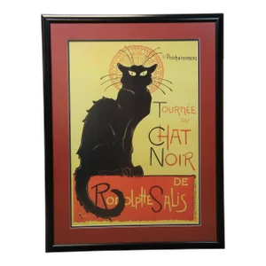 Late 20th Century French Théophile Steinlen Tournee Du Chat Noir Black Cat Poster Print, Framed