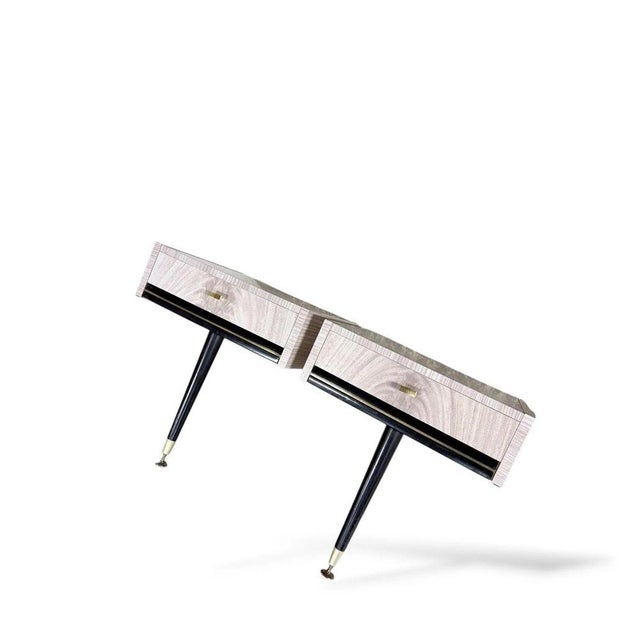 Mid-Century Floating Bedside Cabinets with Brass-Capped Legs, 1950s, Set of 2 For Sale - Image 4 of 9