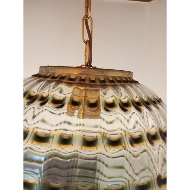 Brown Vintage Italian Round Pendant Light by Targetti Sankey, 1960s For Sale - Image 8 of 18
