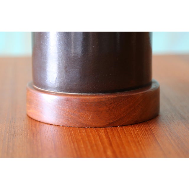 1960s 1960s Gordon and Jane Martz M-166 Lamp for Marshall Studios Black With White and Tan Stripes For Sale - Image 5 of 8