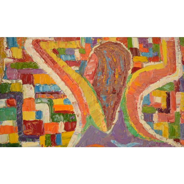 "On the Beach" - 1976 Original Textured Oil on Canvas by Harald Dry Schmidt For Sale - Image 4 of 7