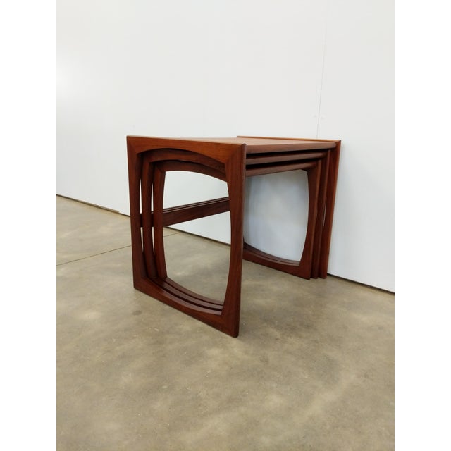 Wood Set of Vintage Mid Century Modern Teak Nesting Tables Attributed to G Plan For Sale - Image 7 of 8